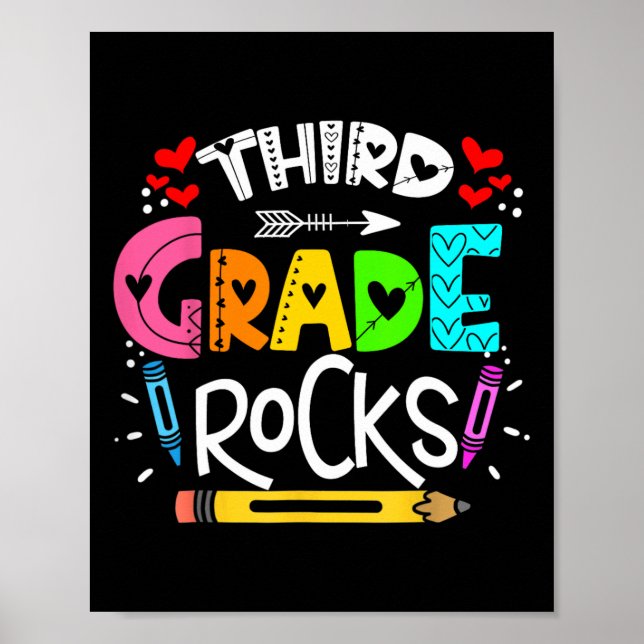 3rd Grade Rocks Third Grade Rock Ck To School  Poster (Front)