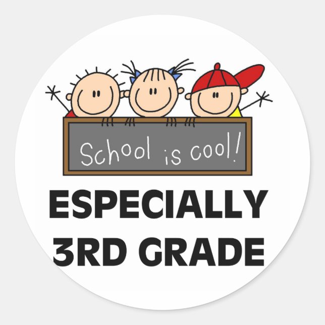 3rd Grade School is Cool Classic Round Sticker (Front)