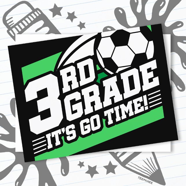 3rd Grade Soccer Football First Day Back To School Postcard (Creator Uploaded)