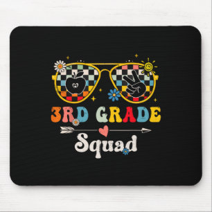 3rd Grade Squad Cute Groovy Teacher Student Back T Mouse Mat