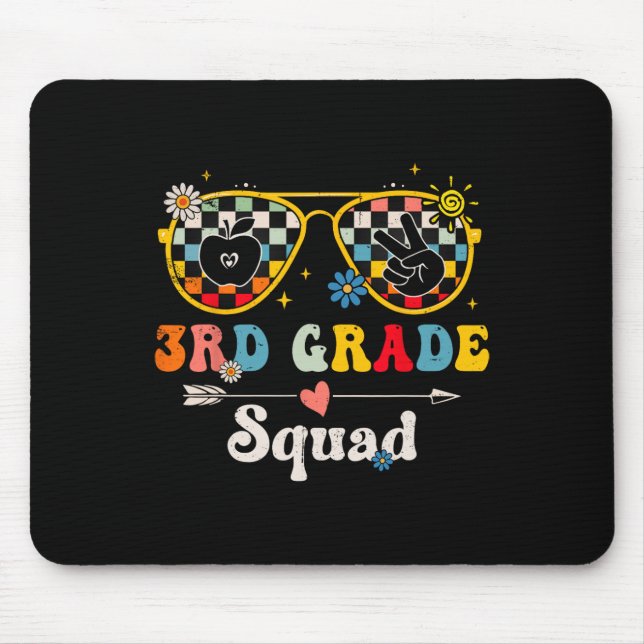 3rd Grade Squad Cute Groovy Teacher Student Back T Mouse Mat (Front)
