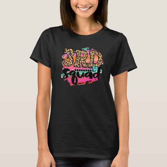 3rd Grade Squad Leopard Print Back To School Teach T-Shirt (Front)