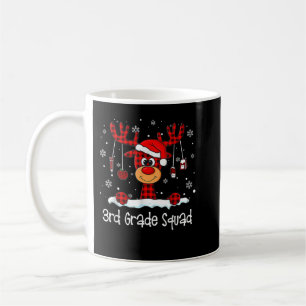 3rd Grade Squad Plaid Reindeer Santa Hat Teacher C Coffee Mug