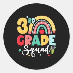 3rd Grade Squad Team Fun Back To School Girls Boys Classic Round Sticker