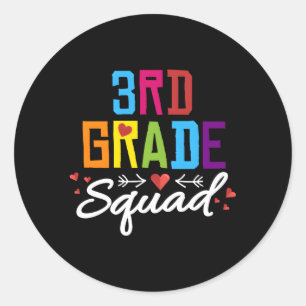 3Rd Grade Squad Third Teacher Student Team Back To Classic Round Sticker