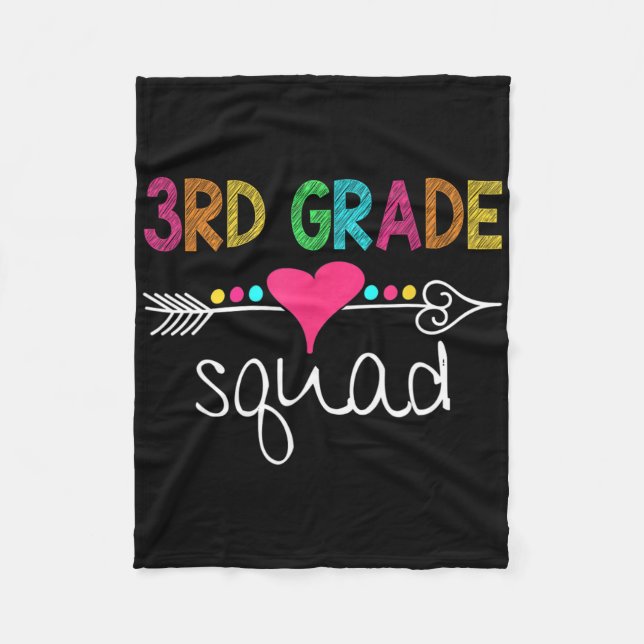 3rd Grade Squad Third Teacher Student Team Back To Fleece Blanket (Front)