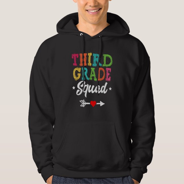3rd Grade Squad Third Teacher Student Team Back To Hoodie (Front)
