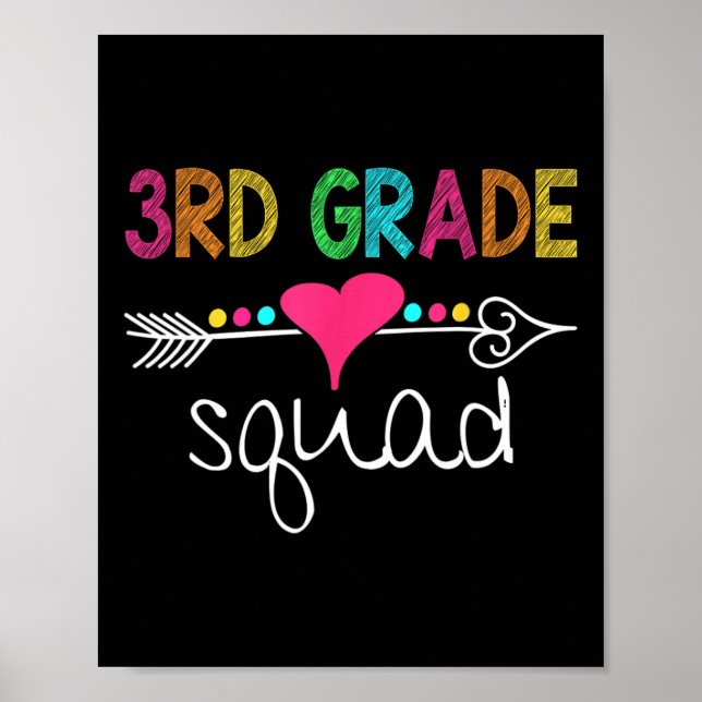 3rd Grade Squad Third Teacher Student Team Back To Poster (Front)