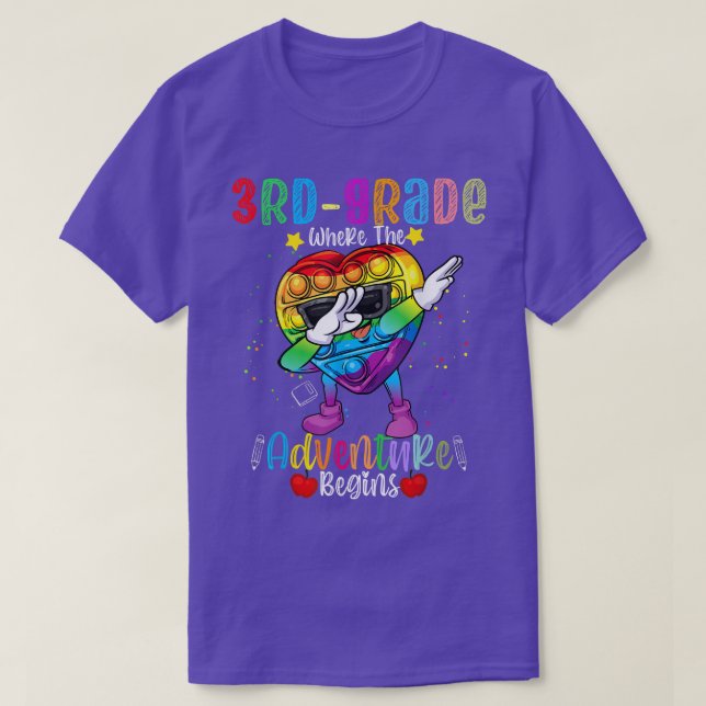 3rd Grade Teacher Adventure Begins First Day Teach T-Shirt (Design Front)