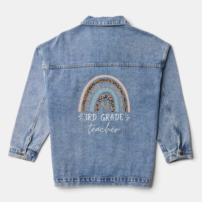 3rd grade teacher back to school cute boho rainbow denim jacket (Back)