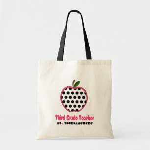 3rd Grade Teacher Bag - Polka Dot Apple