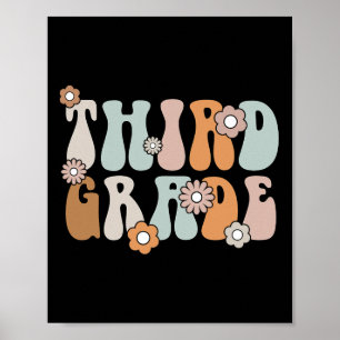 3rd Grade Teacher Boho Flower Back To School Poster
