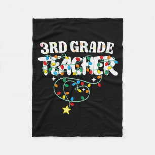 3rd Grade Teacher Christmas Lights Third Grade Tea Fleece Blanket