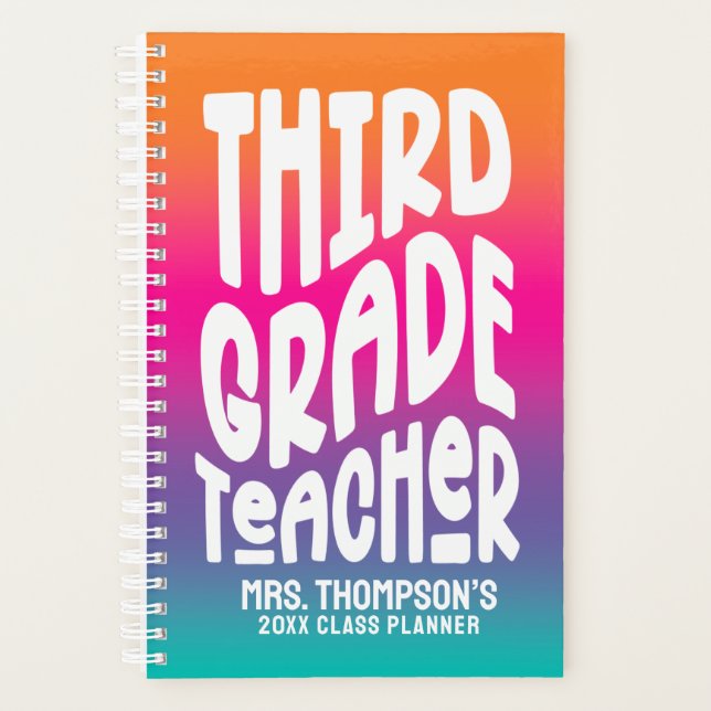 3rd Grade Teacher Colourful Ombre Planner (Front)