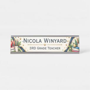 3rd Grade Teacher Desk Name Sign Apple