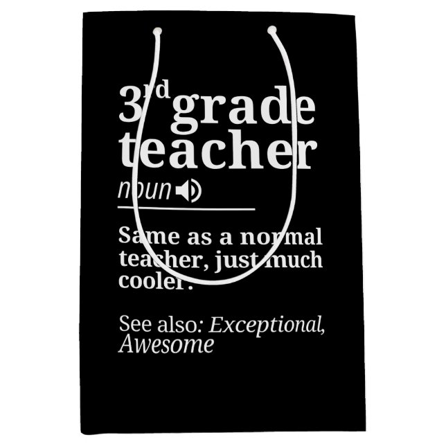 3rd Grade Teacher Funny Third Grade Teachers Gifts Medium Gift Bag (Front)