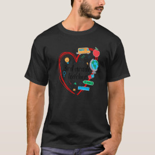 3rd Grade Teacher Heart Colourful School Items Bac T-Shirt