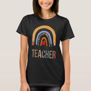 3rd Grade Teacher Leopard Boho Rainbow Back To Sch T-Shirt