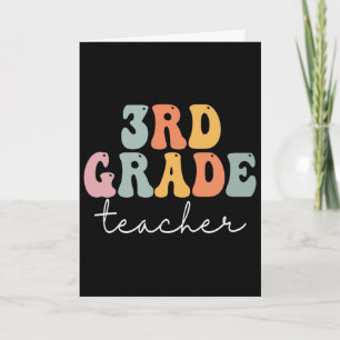 3rd Grade Teacher Retro Groovy Vintage First Day O Card
