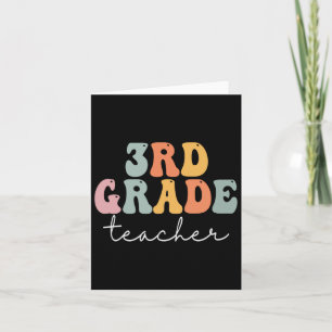 3rd Grade Teacher Retro Groovy Vintage First Day O Card