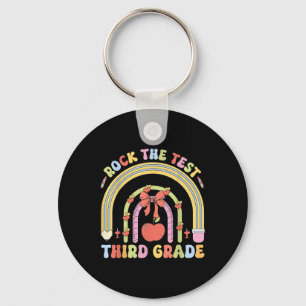 3rd Grade Teacher Rock The Test Day Third Grade Te Key Ring