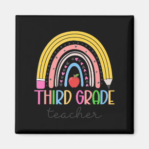 3rd Grade Teacher Teach Love Inspire Rainbow Back Magnet