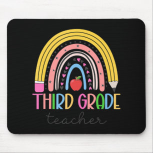 3rd Grade Teacher Teach Love Inspire Rainbow Back  Mouse Mat