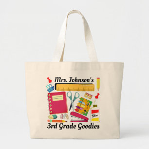 3rd Grade Teacher's School Stuff  Large Tote Bag
