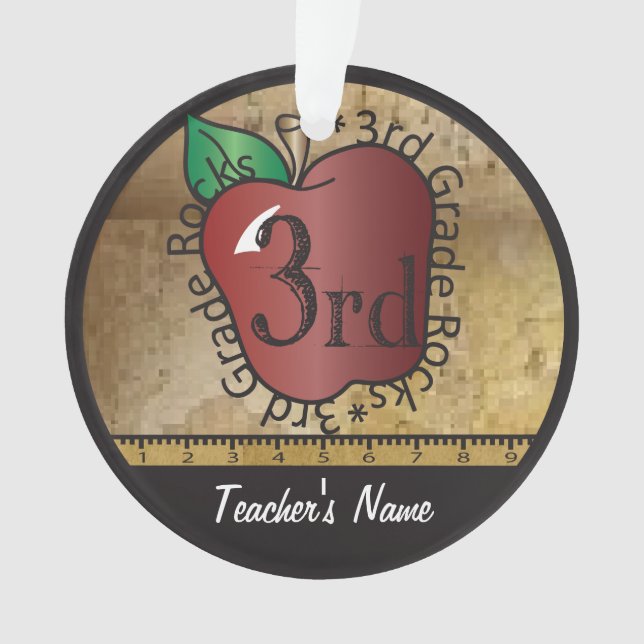 3rd Grade Teacher's Vintage Style Ornament (Front)