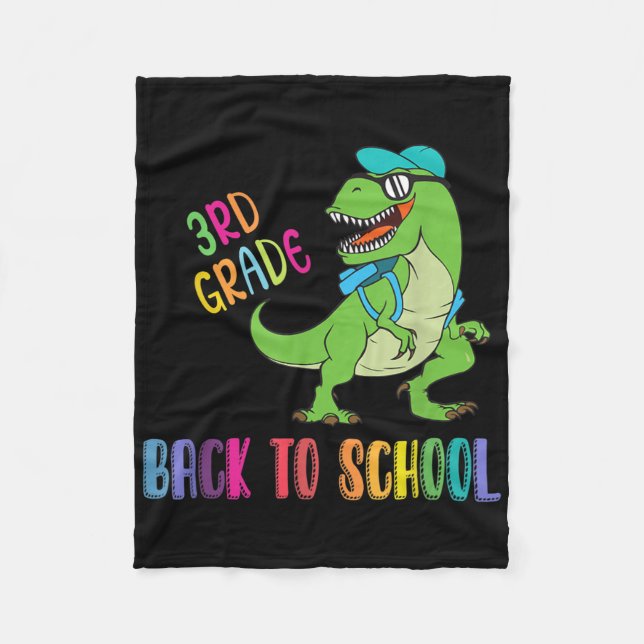 3rd Grade Third Grade Funny Back To School T-rex L Fleece Blanket (Front)