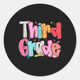 3rd Grade Third Grade Kids Teacher Ck To School  Classic Round Sticker
