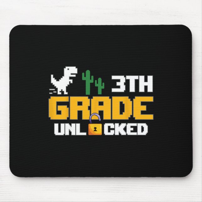 3rd Grade Unlocked Dinosaur Funny Video Game Ck To Mouse Mat (Front)