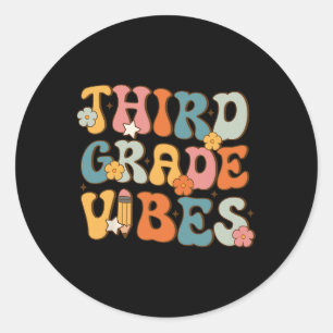 3rd Grade Vibes Back To School Retro Third Grade T Classic Round Sticker
