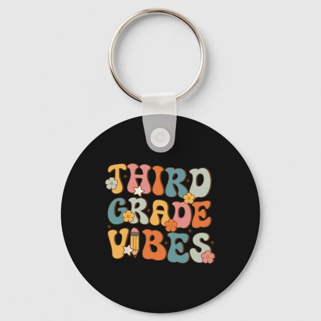 3rd Grade Vibes Back To School Retro Third Grade T Key Ring (Front)