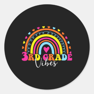 3rd Grade Vibes Ck To School Retro 5th Grade Teach Classic Round Sticker