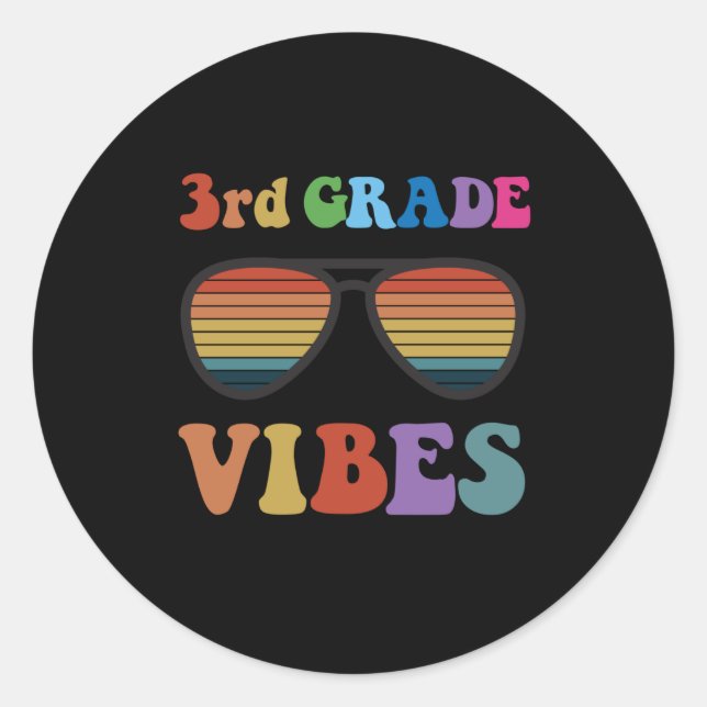 3rd Grade Vibes Classic Round Sticker (Front)