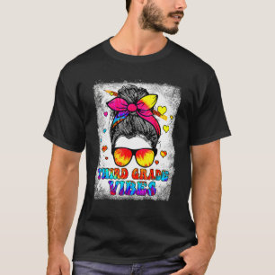 3rd Grade Vibes Messy Bun Back To School Kids Girl T-Shirt
