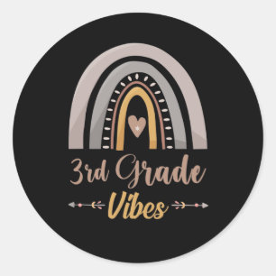3rd Grade Vibes Rainbow Third Grade Back to School Classic Round Sticker