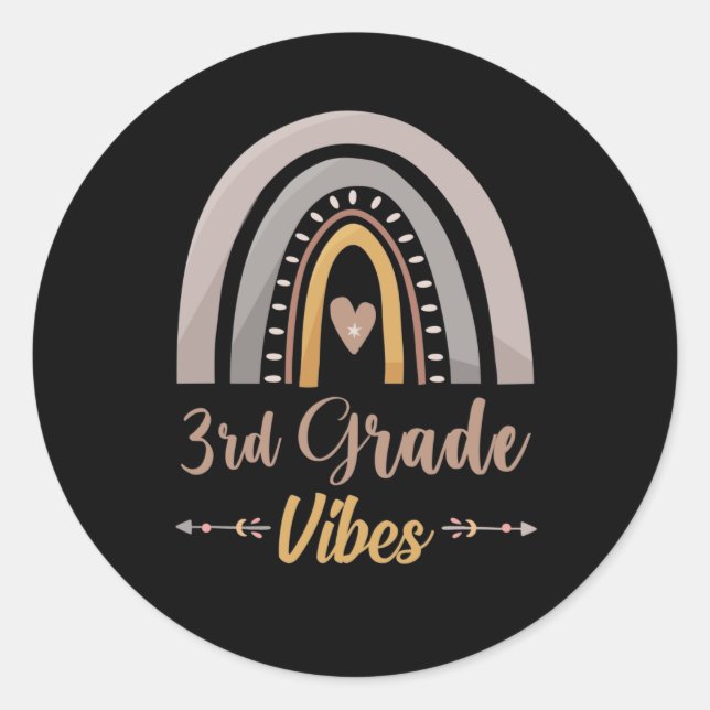 3rd Grade Vibes Rainbow Third Grade Back to School Classic Round Sticker (Front)