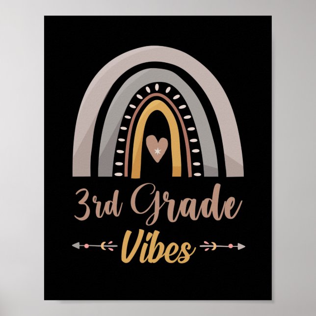 3rd Grade Vibes Rainbow Third Grade Back to School Poster (Front)