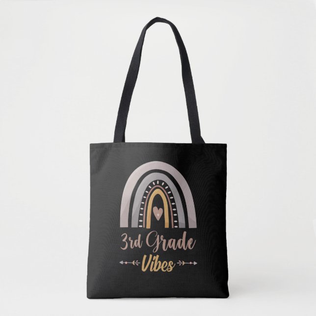 3rd Grade Vibes Rainbow Third Grade Back to School Tote Bag (Front)