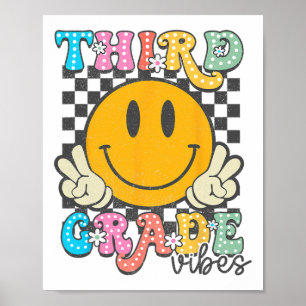 3rd Grade Vibes Retro Smile Face Teacher Kids Back Poster