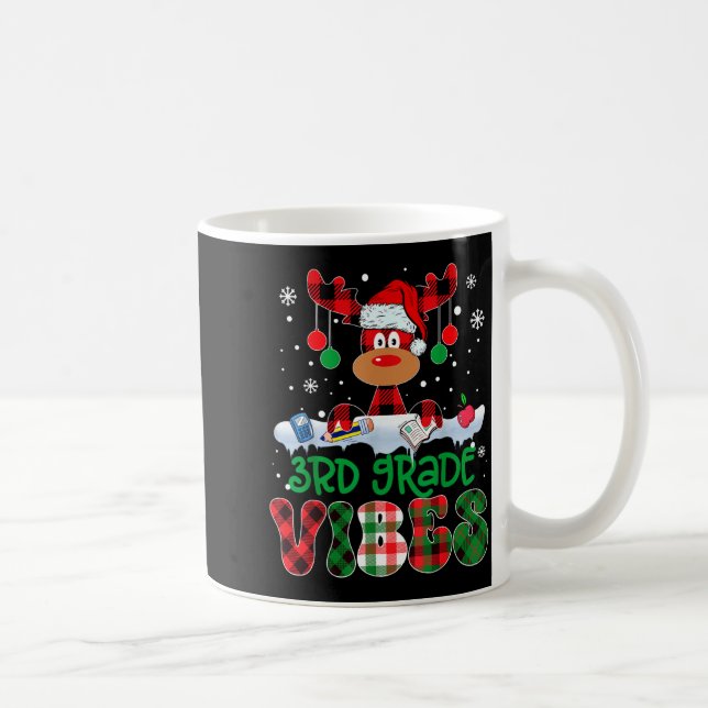 3rd Grade Vibes Teacher Buffalo Red Plaid Reindeer Coffee Mug (Right)