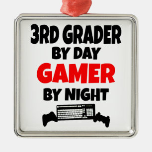 3rd Grader by Day Gamer by Night Metal Tree Decoration