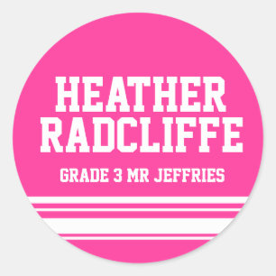 3rd Grader school education name id sticker pink
