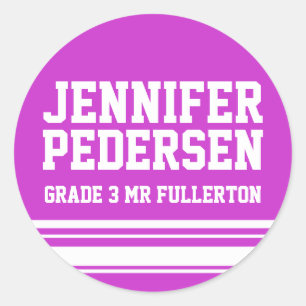 3rd Grader school education name id sticker purple