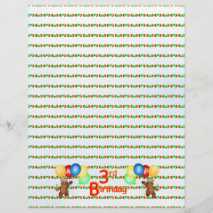 3rd Happy Birthday Bear Scrapbook Paper 5