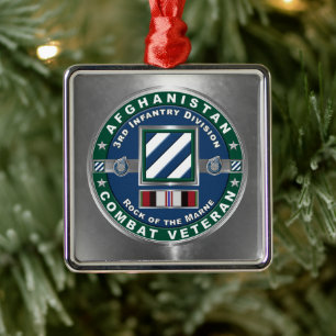 3rd ID Infantry Division Christmas Afghanistan Vet Metal Tree Decoration