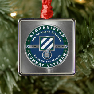 3rd ID Infantry Division Christmas Afghanistan Vet Metal Tree Decoration
