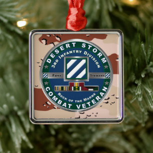 3rd ID Infantry Division Christmas Desert Storm Metal Tree Decoration
